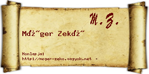 Móger Zekő névjegykártya